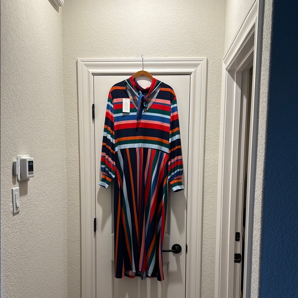 Colorful Striped Long-Sleeve Dress